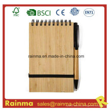 A6 Spiral Bamboo Notebook com Eco Pen